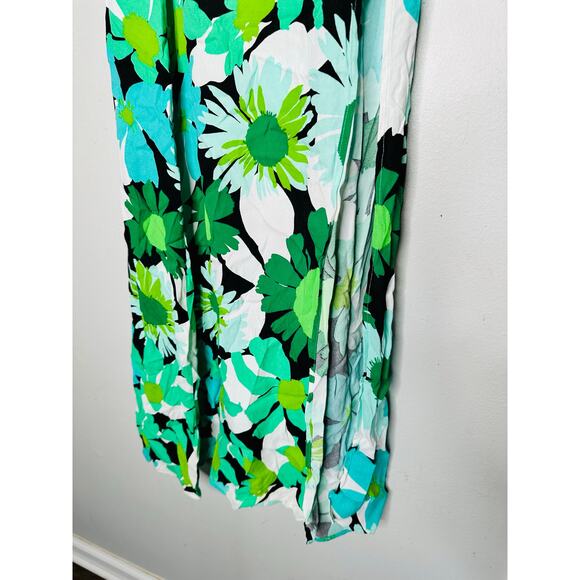 AFRM Electric Green Floral Print 70s Psychedelic High Waist A-Line Deren SkirtXS - Picture 8 of 16